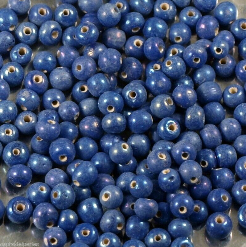 100 perles de verre artisanal 4 mm environ couleur  bleu lapis lustré