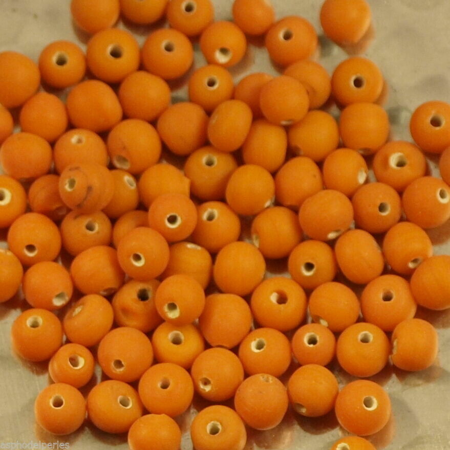 75 perles de verre artisanal 4 mm environ orange mat