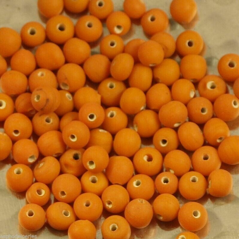 75 perles de verre artisanal 4 mm environ orange mat