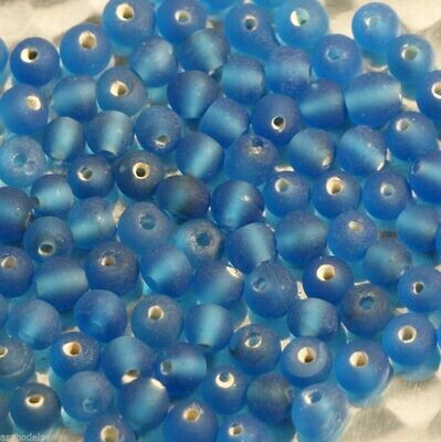 100 perles de verre artisanal 4 mm bleu teal mat