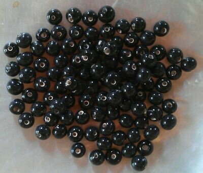 100 perles de verre artisanal 4 mm environ noir brillant