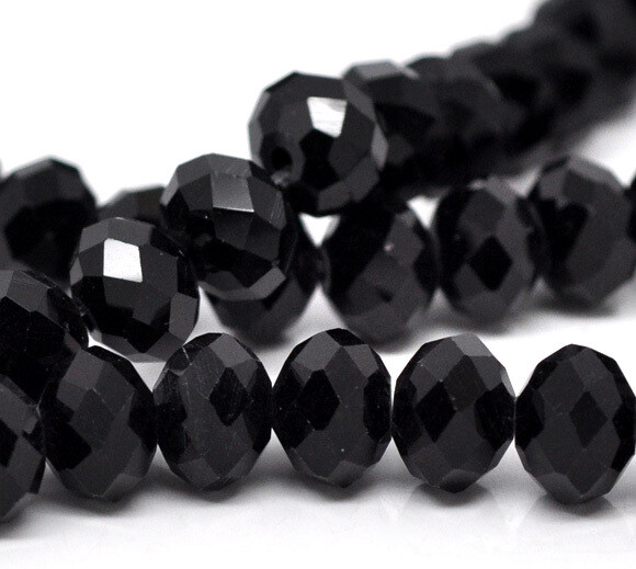 20 donuts cristal de Chine NOIR 8 x 6 mm