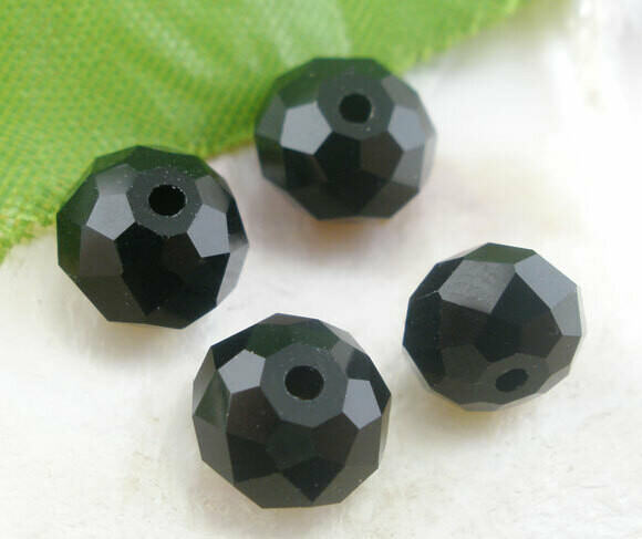 37 donuts cristal de Chine NOIR 8 x 6 mm