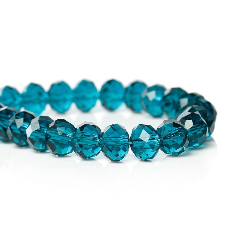 20 perles donut bleu lagon cristal de Chine 8 x 6 mm
