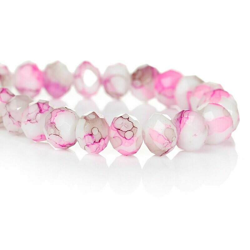 10 donuts 8 x 6 mm blanc et rose