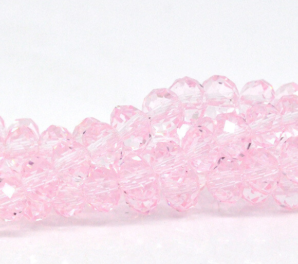 50 perles donuts 6 x 4,6 mm rose cristal de Chine