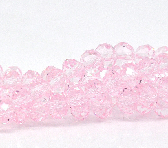 50 perles donuts 6 x 4,6 mm rose  cristal de Chine