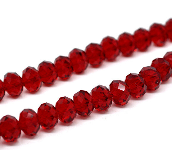 20 donuts 10 x 7,4 mm perles rouge cristal de Chine