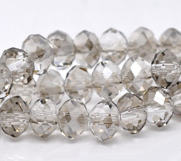 50 donuts 6 x 4,6 mm perles donut gris cristal de Chine