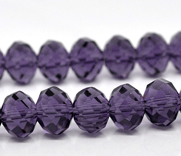 20 perles donut VIOLET cristal de Chine 12 x 8,2 mm