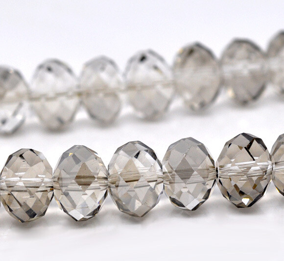 20 perles donut gris cristal de Chine 12 x 8,2 mm