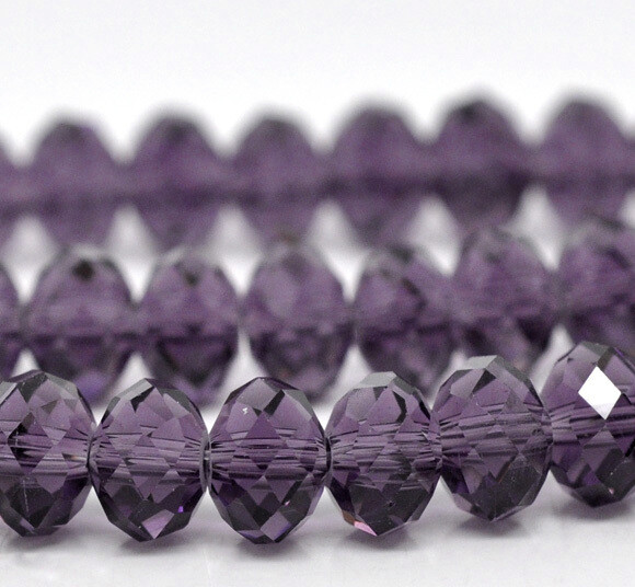 50 perles donut violet cristal de Chine 8 x 6 mm
