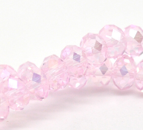 50 perles donuts 6 x 5 mm rose AB cristal de Chine