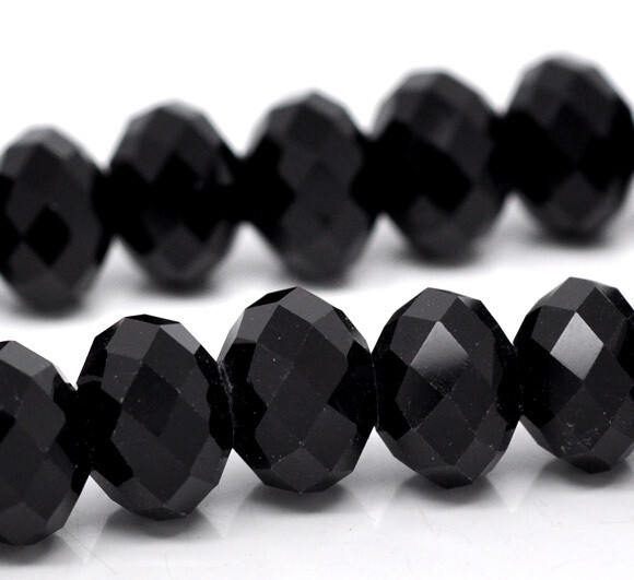 20 perles donut noir cristal de Chine 12 x 8,2 mm