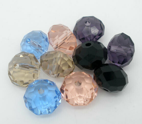20 donuts en cristal de chine 10x7 mm BLEU SAPHIRE