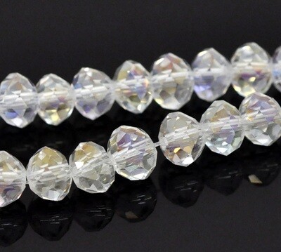 50 perles donuts 6 x 5 mm transparent AB cristal de Chine