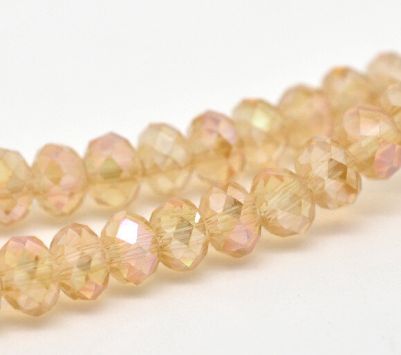 39 perles donuts 6 x 5 mm champagne AB cristal de Chine