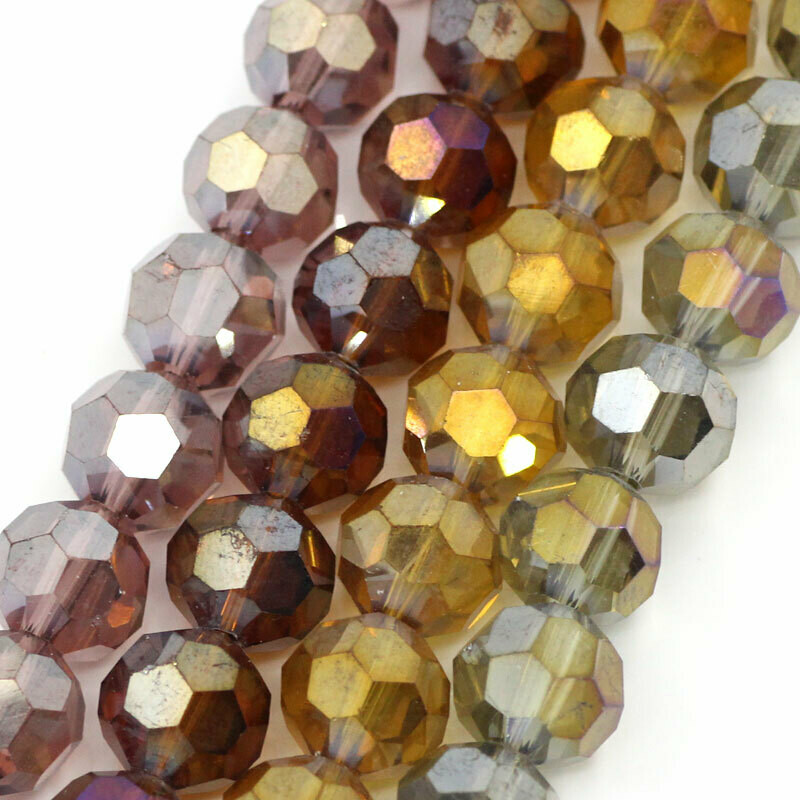20 perles rondes à facettes cristal de Chine GRIS FUME AB 10 mm