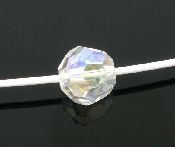 20 perles à facettes 8 x 7  mm transparentes AB cristal de Chine