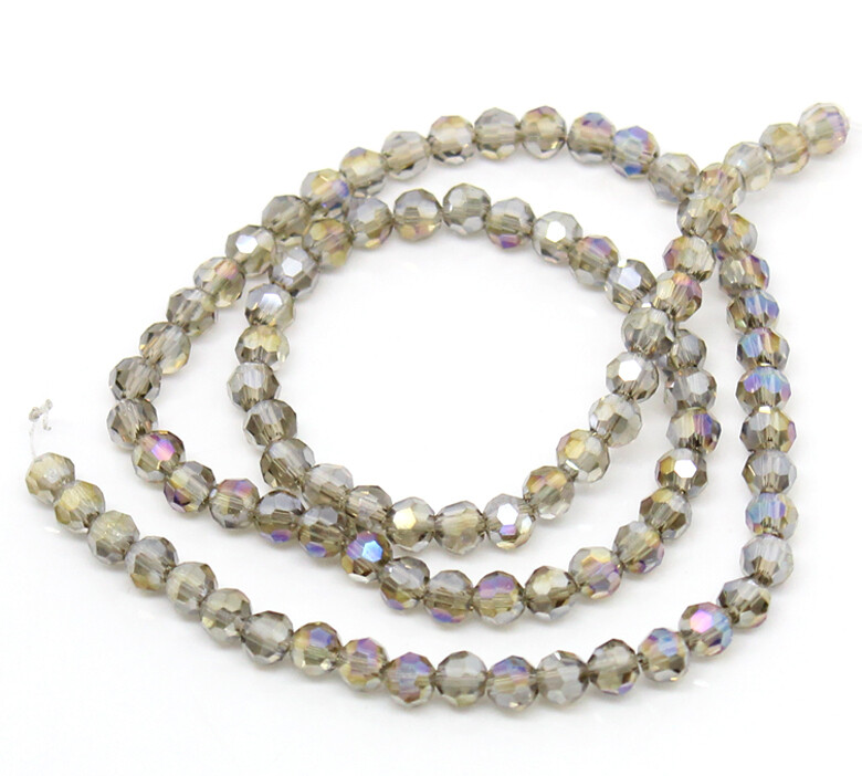 50 perles à facettes 4  mm gris fumé AB cristal de Chine