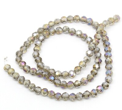 50 perles à facettes 4 mm gris fumé AB cristal de Chine