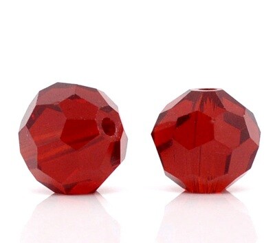 20 perles rondes à facettes 8 mm rouge cristal de Chine