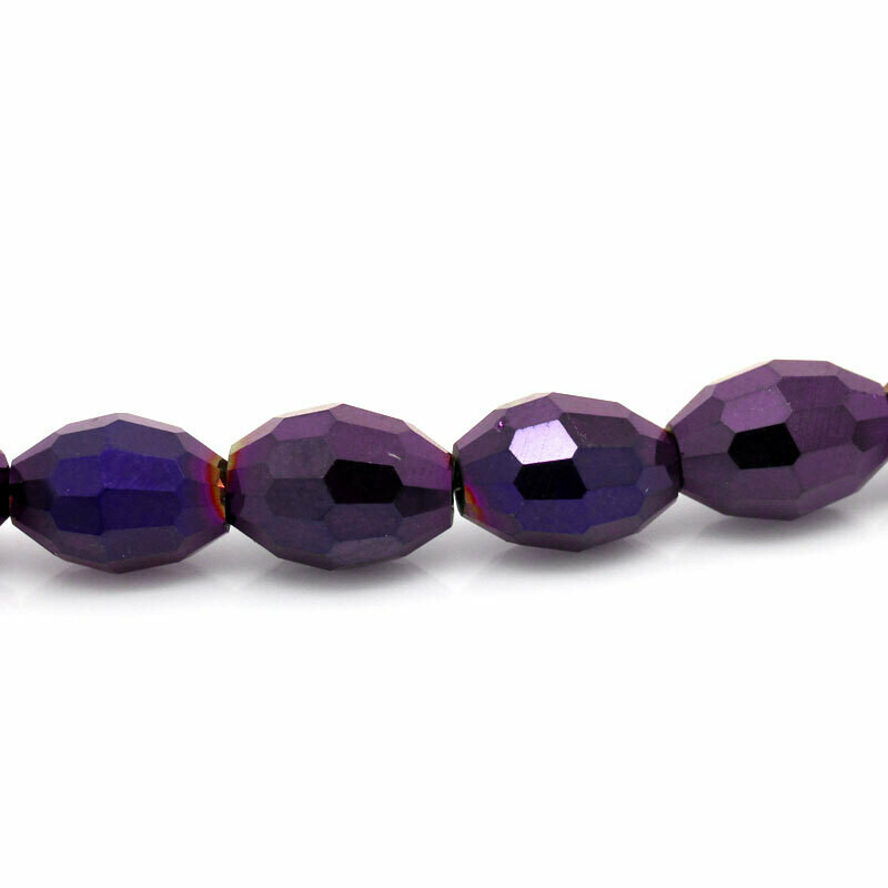 20 perles grain de riz  à facettes 8 x 6  mm violet AB cristal de Chine