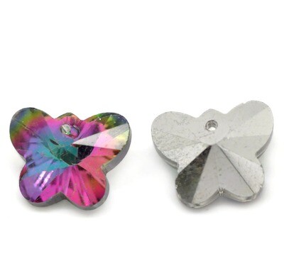 5 perles papillon en cristal de Chine CRYSTAL AB 15 x 12 mm
