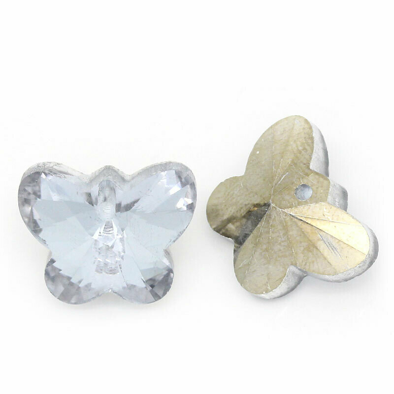 5 pendentifs papillon VIOLET AB en cristal de Chine 15 x 12 mm