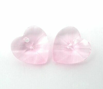 5 pendentifs coeur ROSE CLAIR en cristal de Chine 10x10 mm
