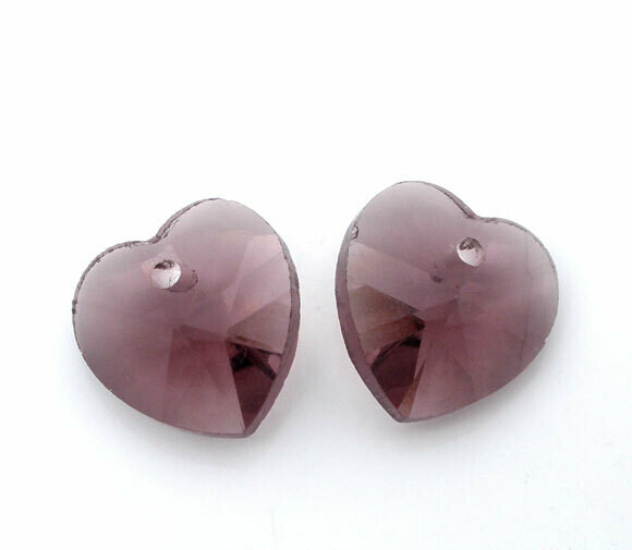 5 pendentifs coeur AMETHYST en cristal de Chine 10x10 mm