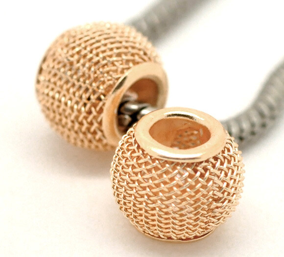 3 perles grillagées dorées 12 x 10 mm