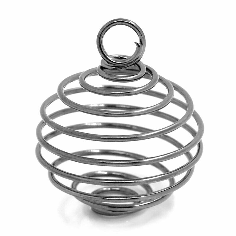 2 pendentifs cage spirale gunmetal 14 x 20 mm