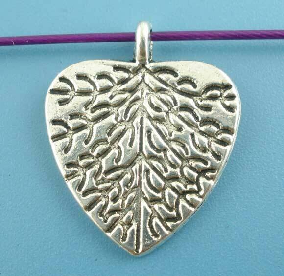 10 breloques feuille d'arbre en argent tibétain 24x19 mm