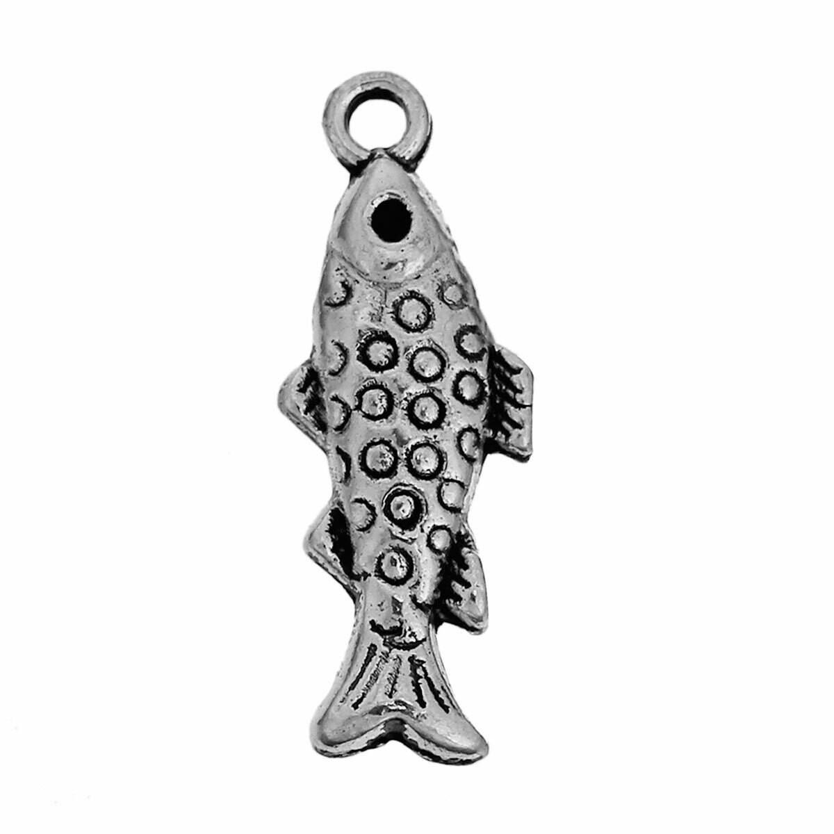 6 pendentifs breloques poisson 10 x 28 mm