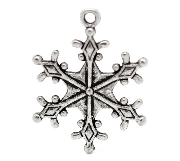 6 pendentifs flocons de neige Noël argentés 29 x 22 mm