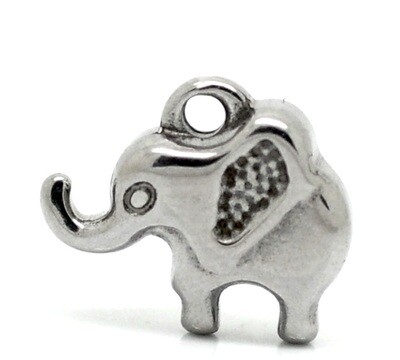 2 breloques pendentifs éléphant argenté 3D 12 mm
