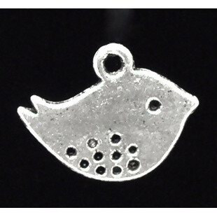10 pendentifs breloques oiseau argenté 16 x 13 mm