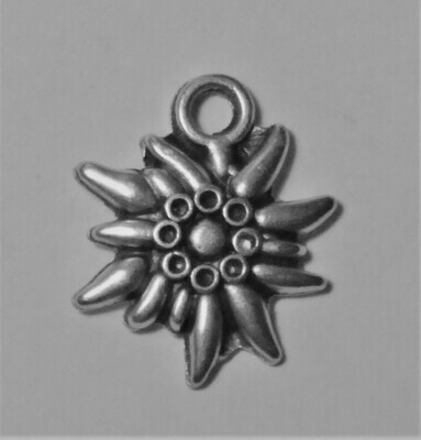 6 pendentifs edelweiss argenté 15 x 18 mm