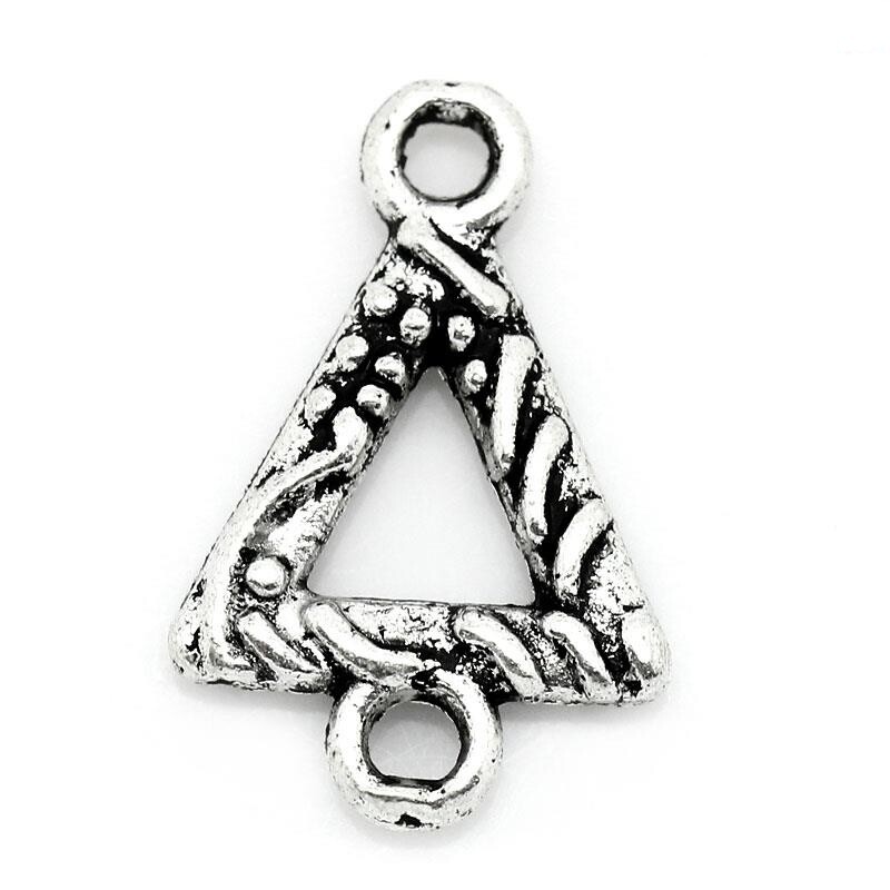 10 connecteurs sapin triangle argentés 16 x 10,5 mm