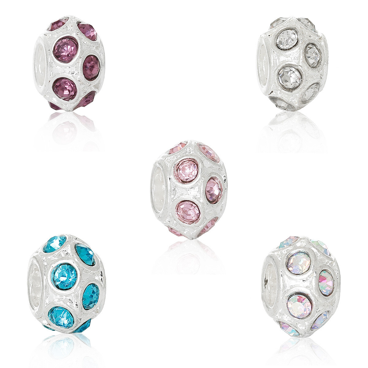 Perle intercalaire argentée strass CRYSTAL AB 11 x 6 mm
