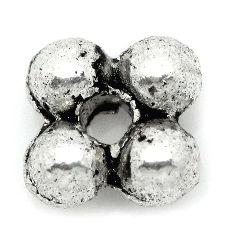 50 perles intercalaires 4 boules en argent tibétain 5 X 5 mm