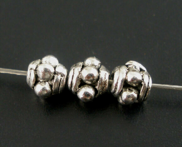 50 mini perles intercalaires métalliques argentées 3,5 mm sans nickel