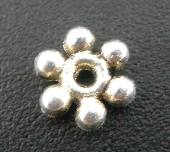 50 perles intercalaires marguerite en argent tibétain 6 mm sans nickel