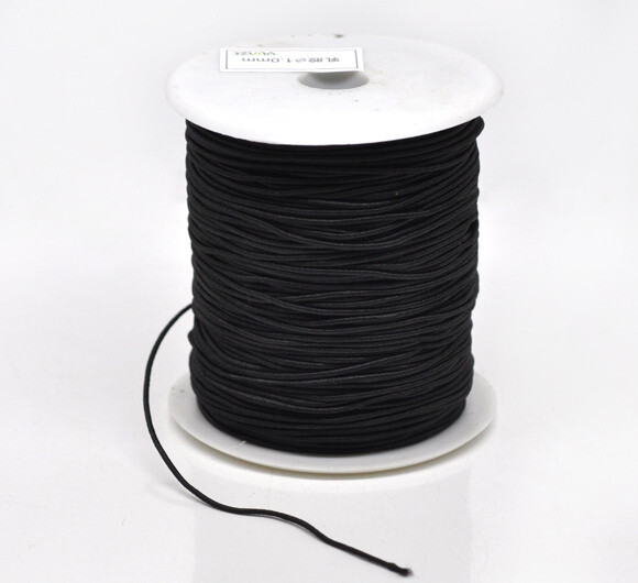 Bobine de 120 m de fil élastique noir finition coton diamètre 1 mm