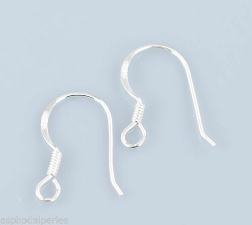 Paire de crochets de boucles d'oreilles en argent Sterling 925 15 mm