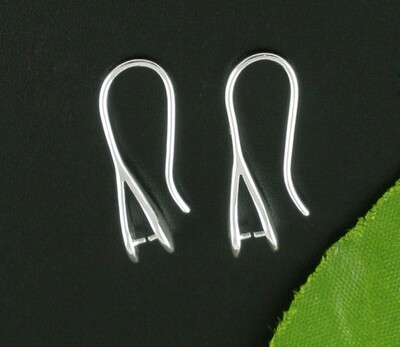 Paire de crochets de boucles d'oreilles argentés 25 x 13 mm