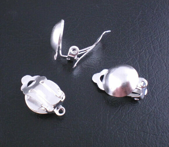 3 paires de clips de boucles d'oreilles argentées sans nickel 14 x 12 mm