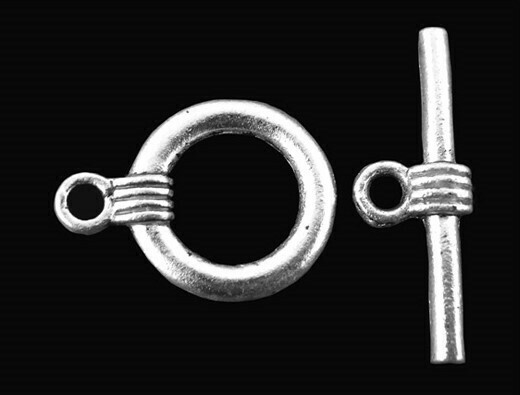 4 fermoirs en T toggle clasp argenté  15 mm