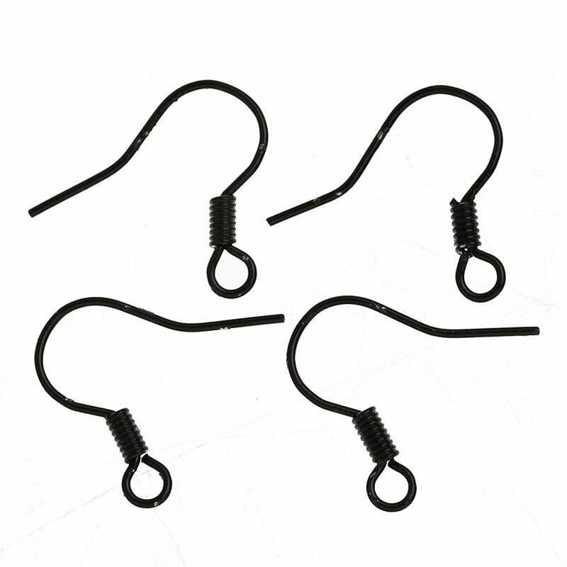 8 paires de crochets de boucles d'oreilles noires 19 mm